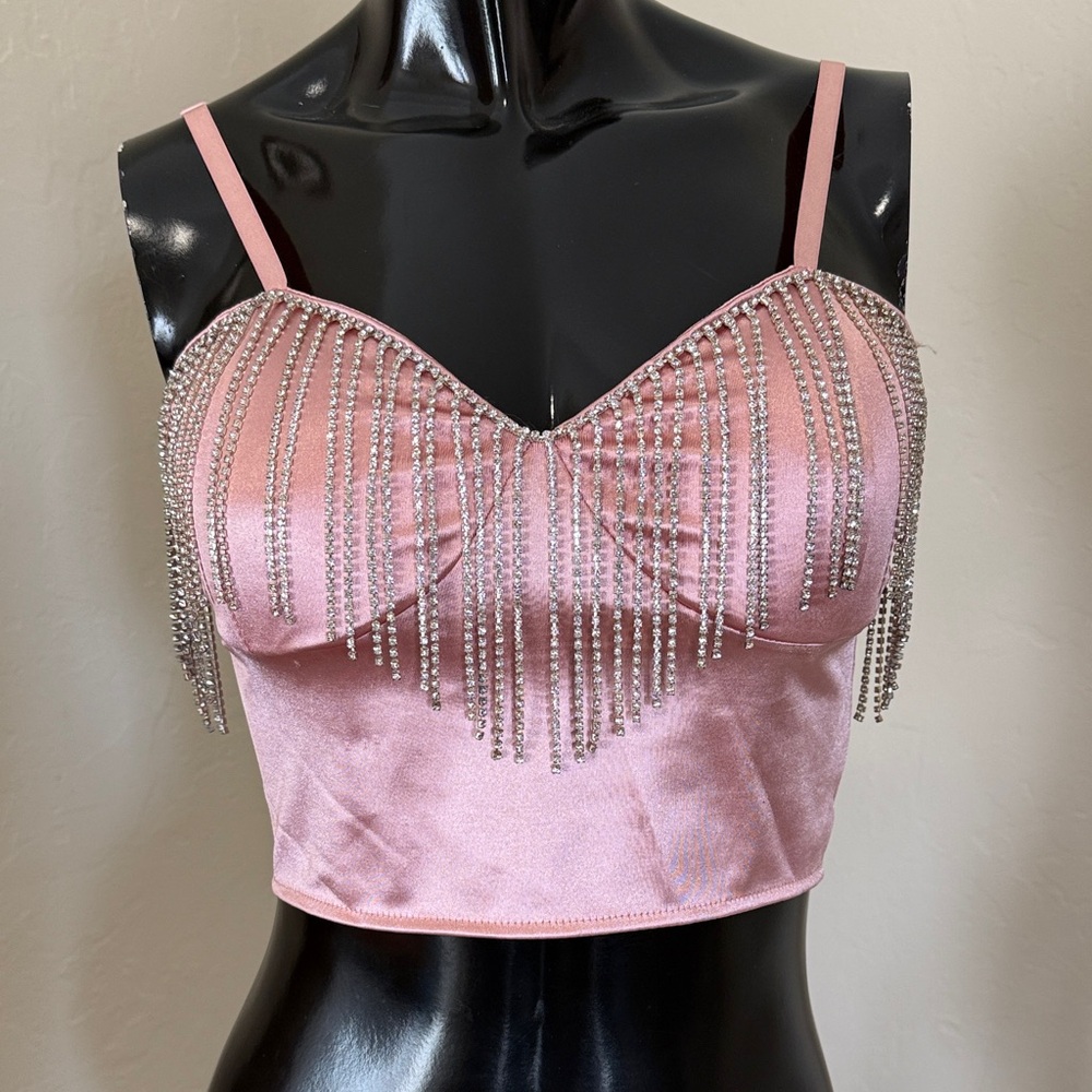 Pink Embellished Crop Top